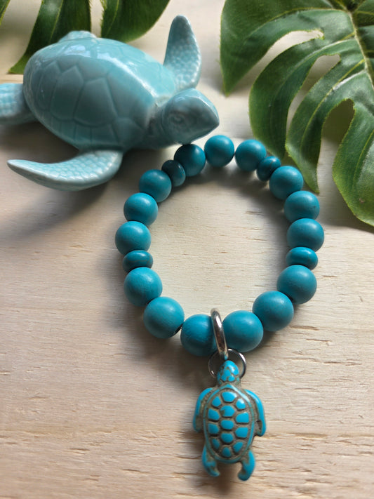 Armbänder Türkis mit Schildkröte 4er-Set