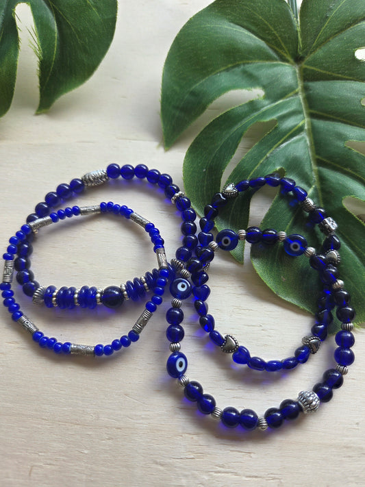 Armbänder Perle sehendes Auge blau 4er-Set