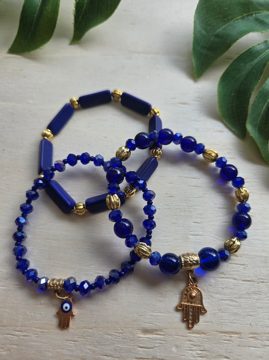 Armbänder mit AH sehendes Auge blau 3er-Set
