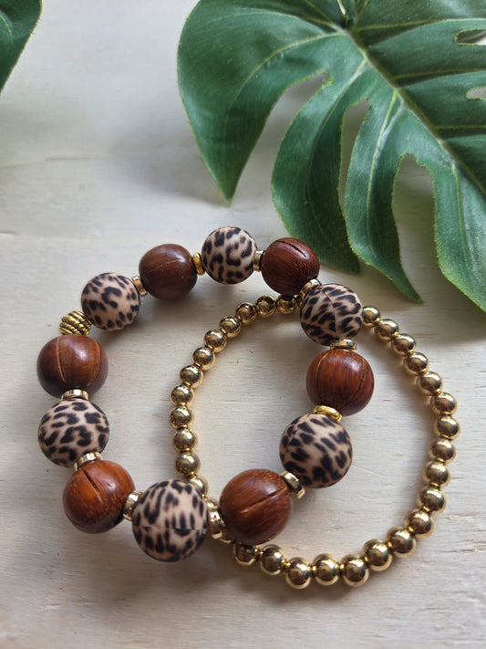Armbänder mit Leo Kugel braun 2 er-Set