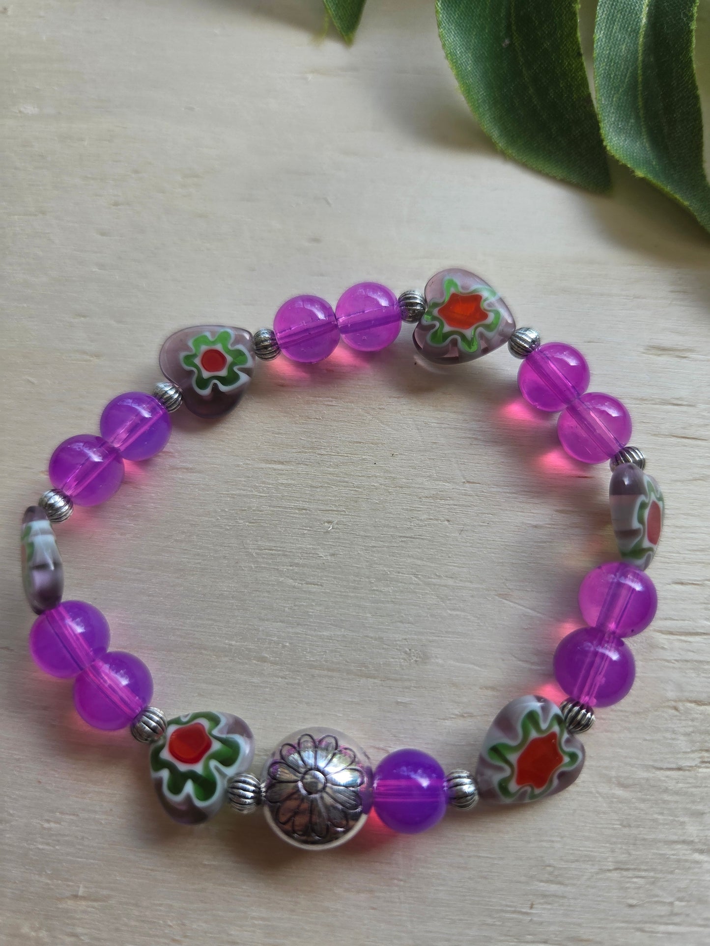 Armbänder mit Blüten Glas Lila