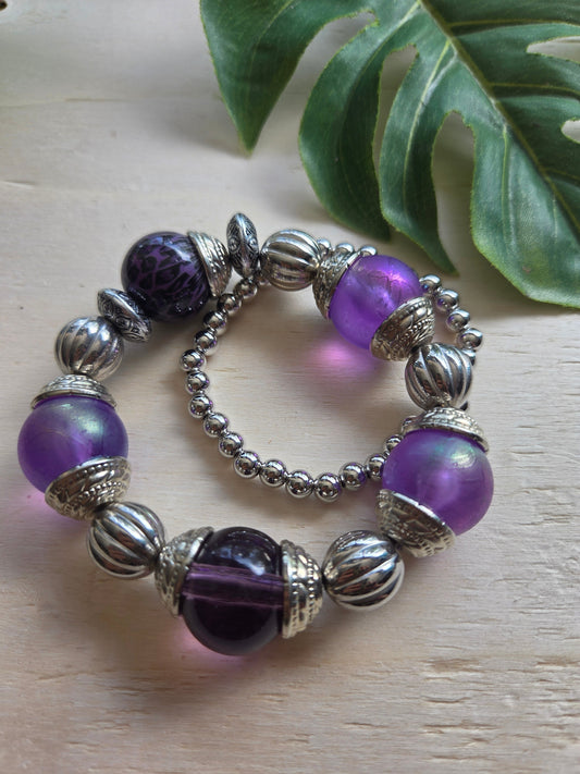 Armbänder Big Kugeln  Leo Lila