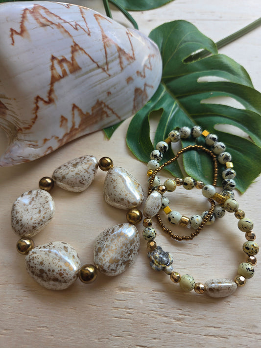 Armbänder Big Kugeln beige  3er-Set