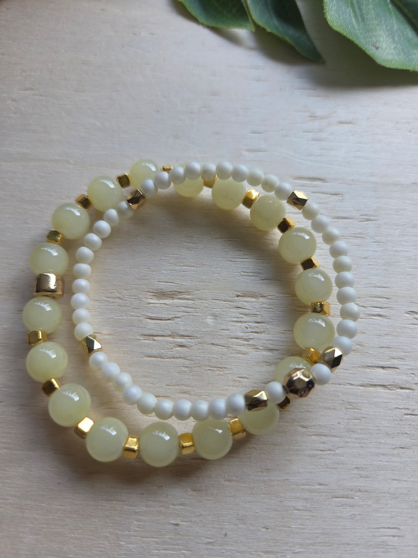 Armbänder mit Jade Kugeln 3er-Set hellgrün