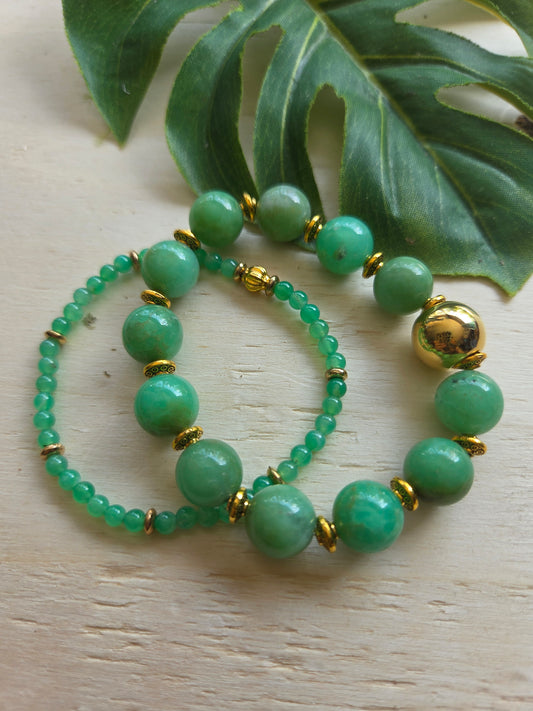 Armbänder grün 2er-Set Chrysopras