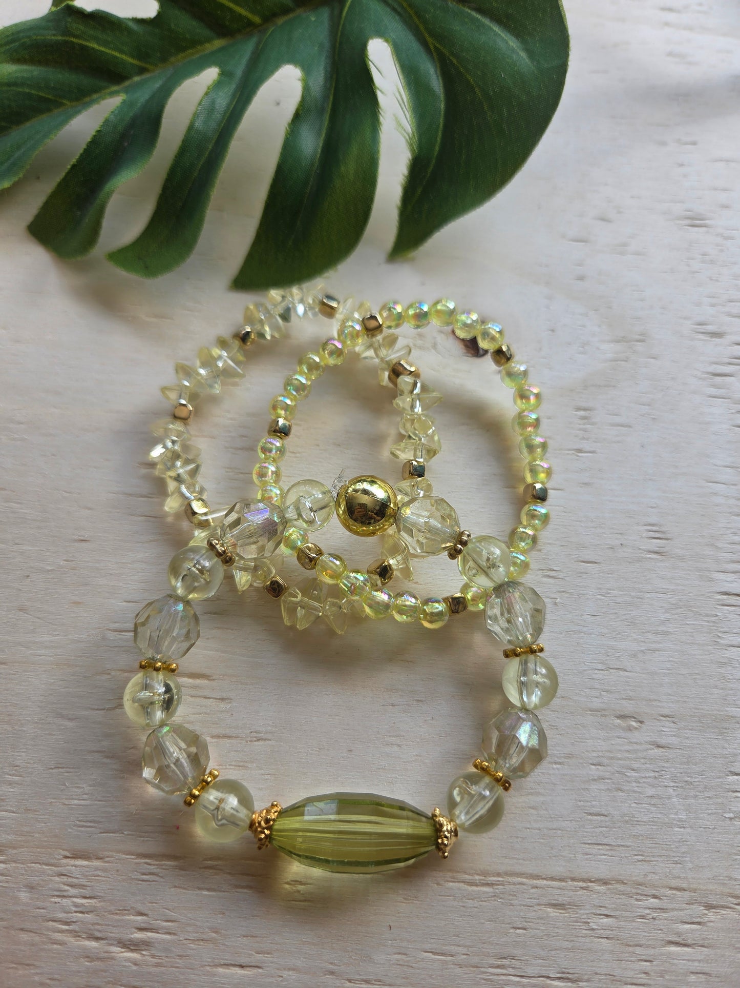 Armbänder hellgelb Kristall Optik 3 er-Set