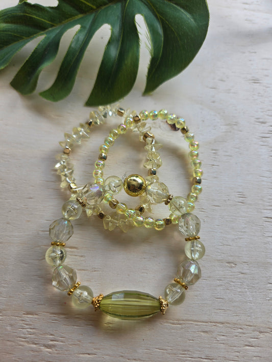 Armbänder hellgelb Kristall Optik 3 er-Set