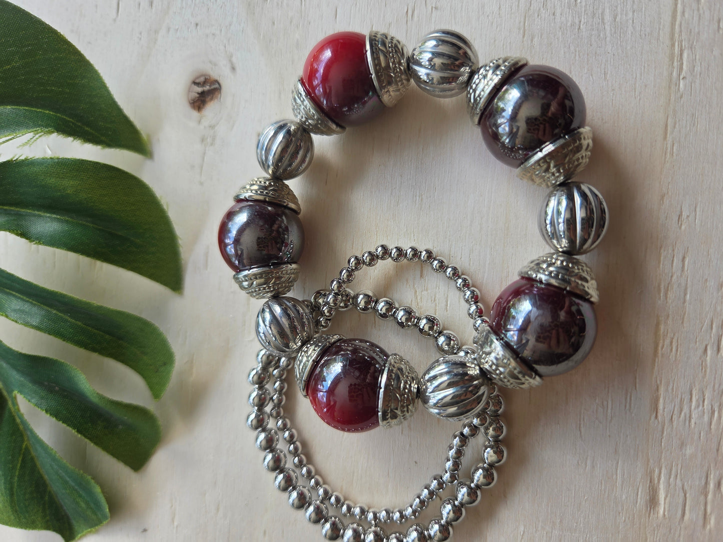 Armbänder Big Kugeln   rot 3er-Set