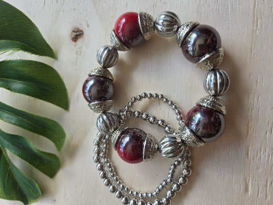 Armbänder Big Kugeln   rot 3er-Set