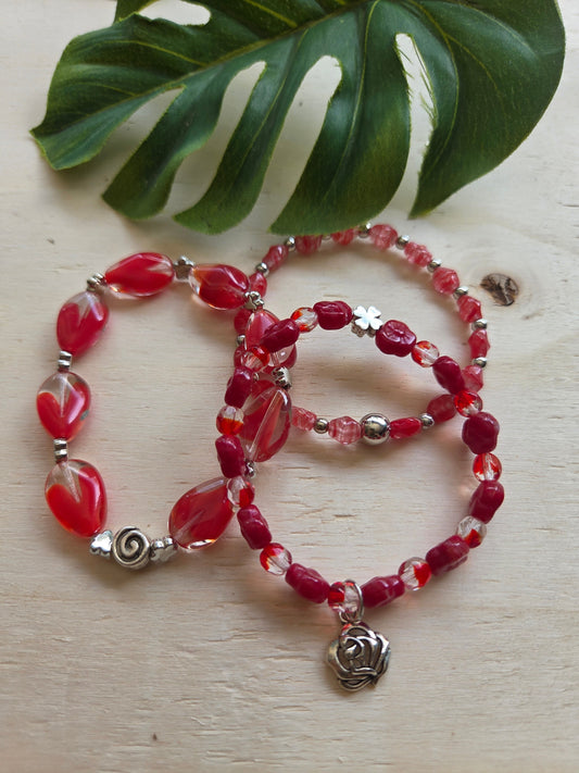 Armbänder Rot  Glas  m AH  3er-Set