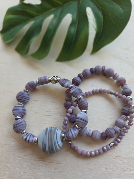 Armbänder Stein 3er-Set Lila