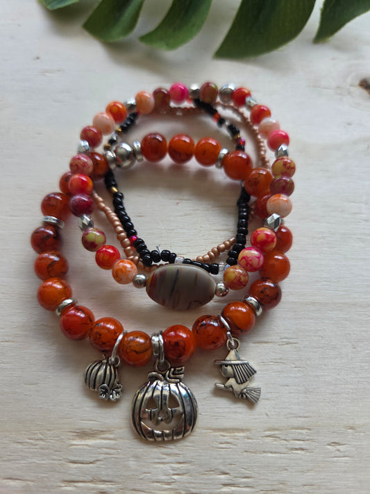 Armbänder 4er-Set Halloween  sch/orange