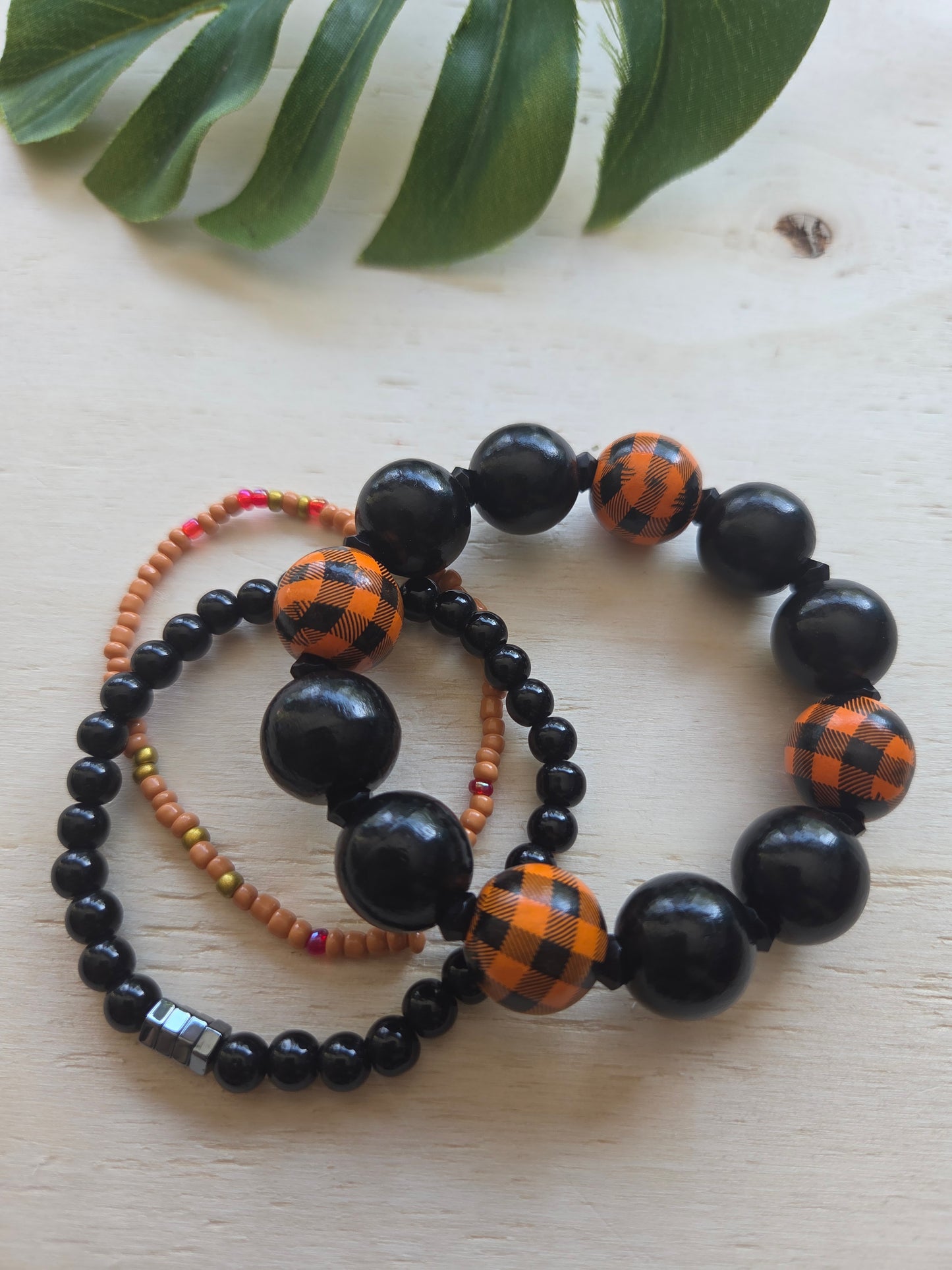 Armbänder Halloween 3er-Set orange/schw.