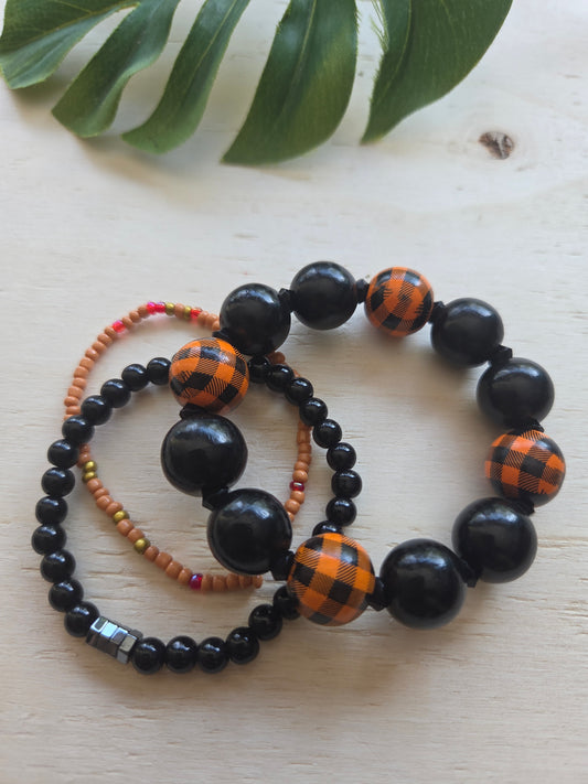 Armbänder Halloween 3er-Set orange/schw.