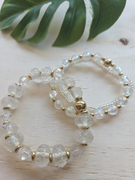 Armbänder Kristallklar  3er-Set weiß