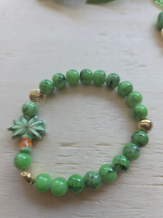 Armbänder Orange/Grün mit Palme 3er-Set
