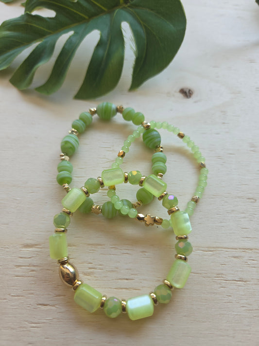 Armbänder grün 3er-Set  schöne Perlen