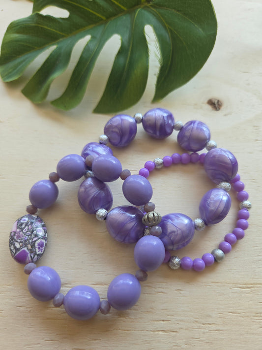 Armbänder Lila Big Perlen 3er-Set