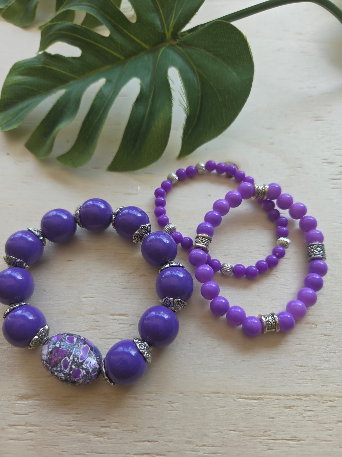 Armbänder Lila Big Perlen 3er-Set