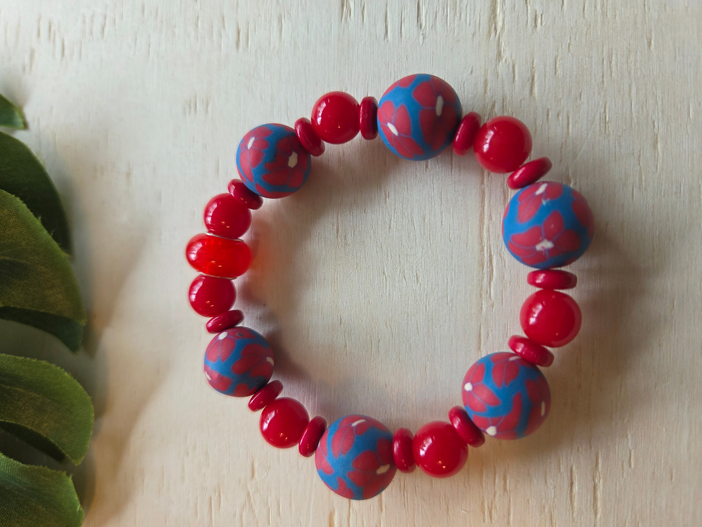 Armband   Bunt Perlen 3er-Set Rot /Blau