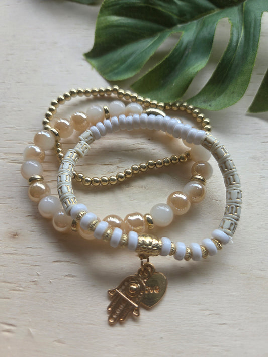 Armbänder beige  3er-Set AH sehendes Auge