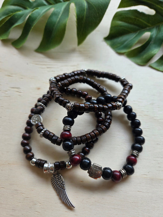 Armbänder Holz braun 4er-Set