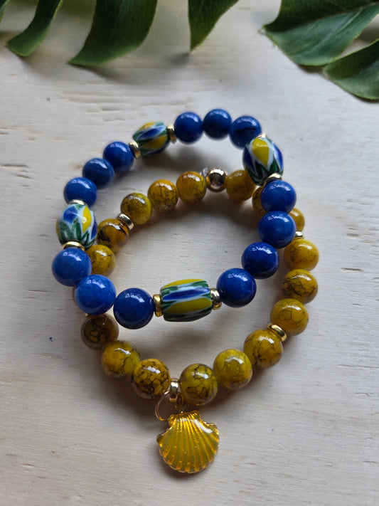 Armbänder Ibiza  blau/gelb  2er-Set