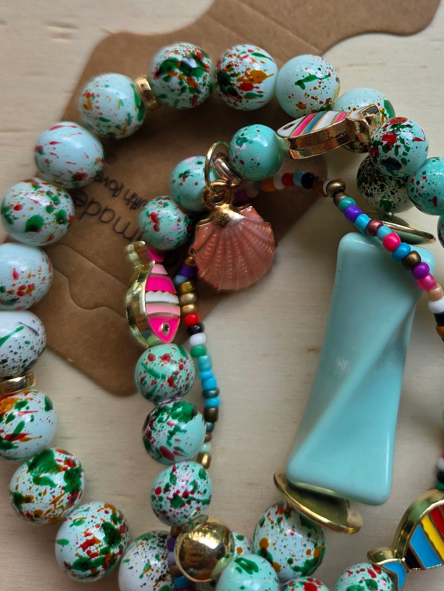 Armbänder bunt Türkis mit Fischen 3er-Set