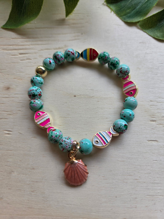 Armbänder bunt Türkis mit Fischen 3er-Set