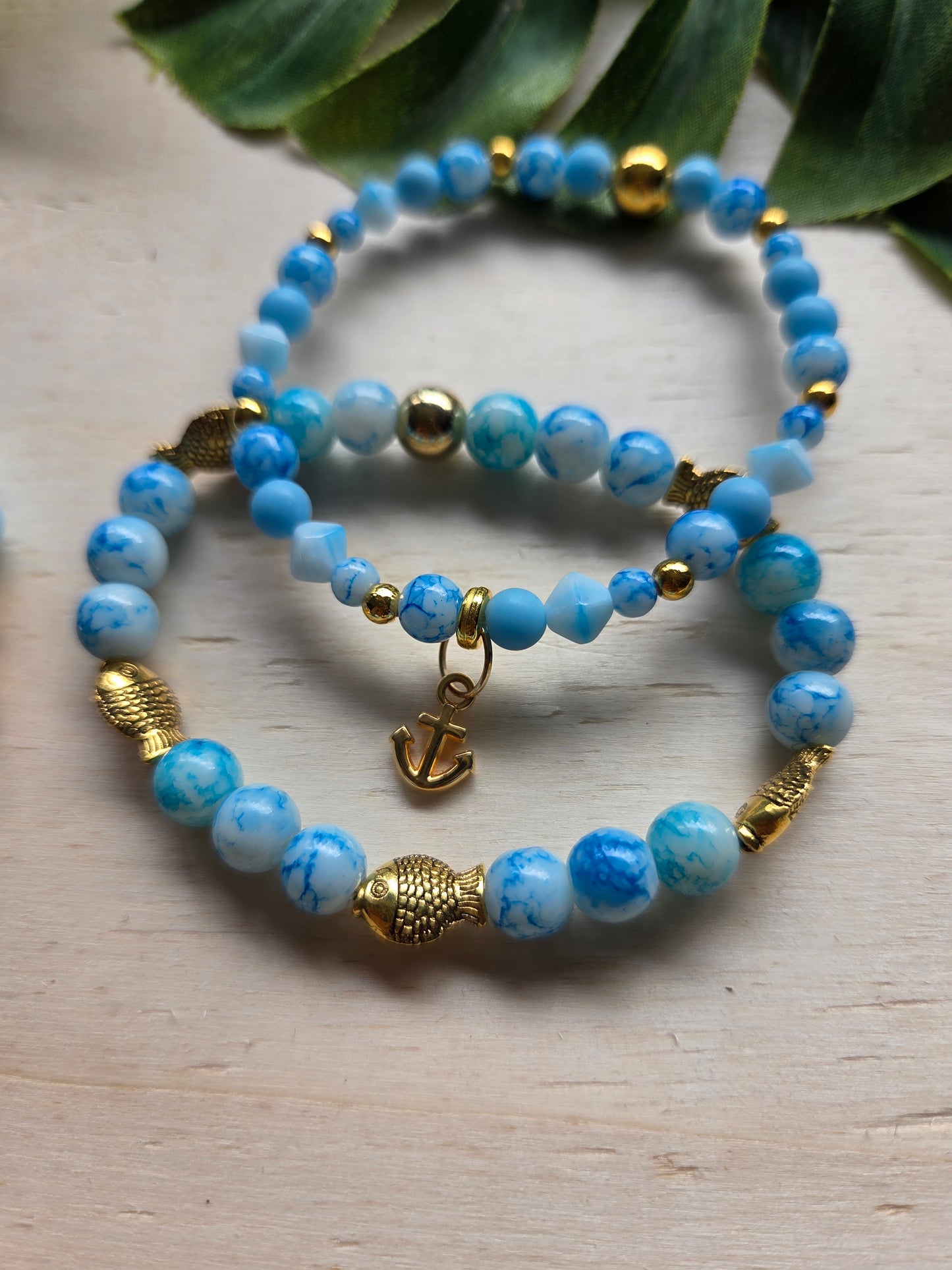 Armbänder blau mit Fischen blau 3er-Set
