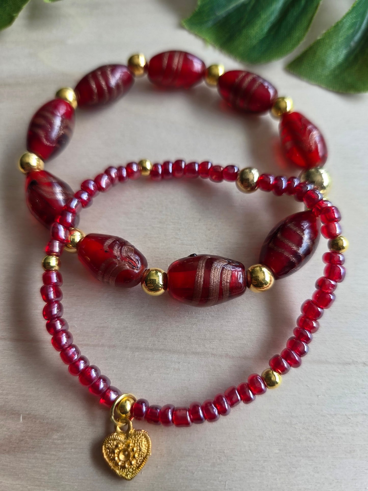 Armbänder Glas rot 3er-Set