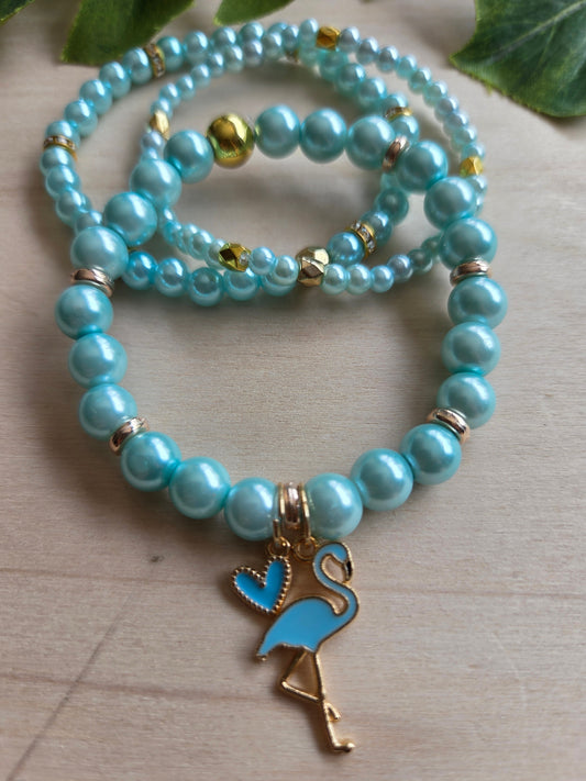 Armbänder mit Flamingo hellblau 3er-Set
