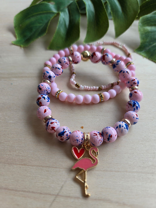 Armbänder mit Flamingo AH Rosa 3er-Set