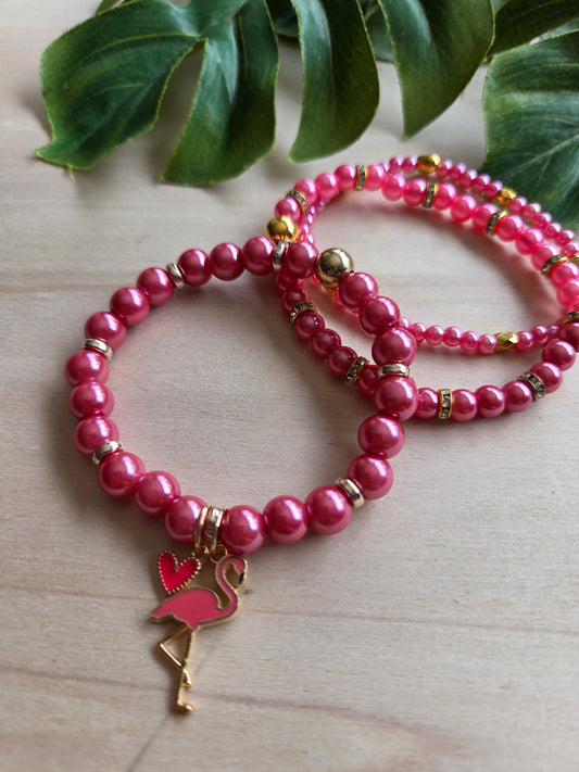 Armbänder mit Flamingo Rosa 3er-Set