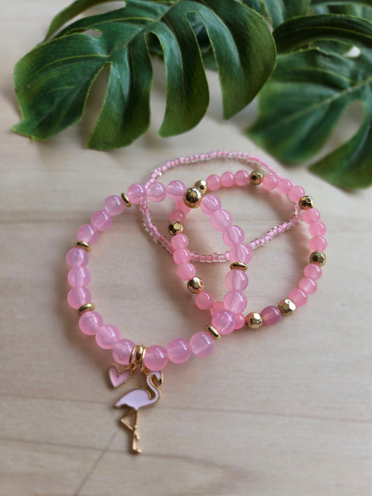 Armbänder mit AH Flamingo Rosa3er-Set
