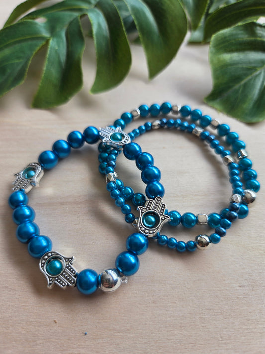 Armbänder blau sehendes Auge 3er-Set
