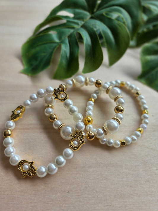 Armbänder mit sehendem Auge weiß 3er-Set