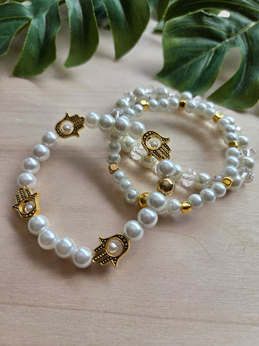 Armbänder mit sehendem Auge weiß 3er-Set