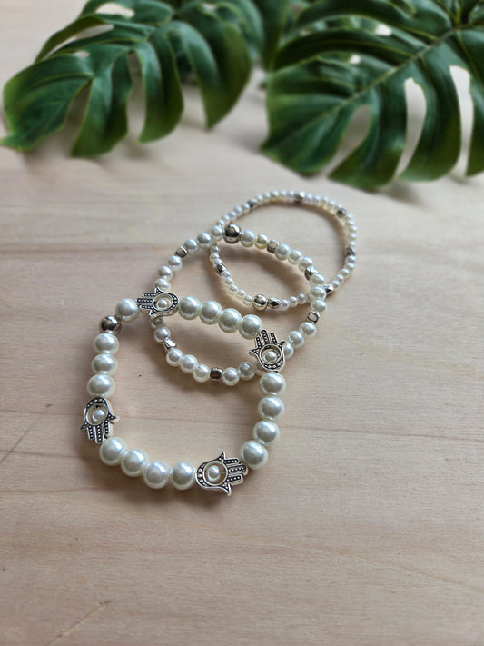 Armbänder mit sehendem Auge weiß 3er-Set