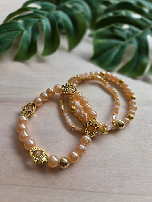 Armbänder mit sehendem Auge beige  3er-Set