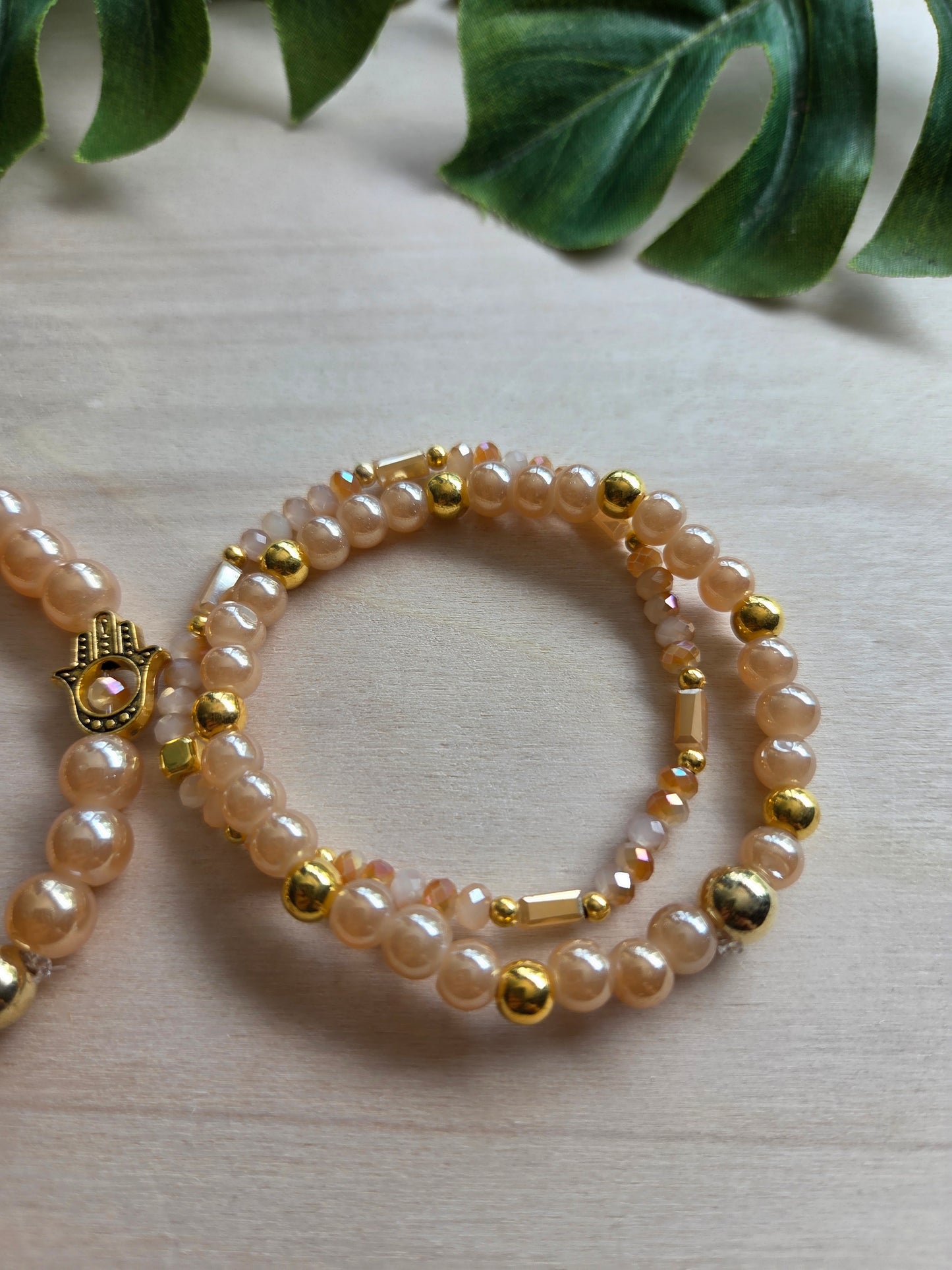 Armbänder mit sehendem Auge beige  3er-Set