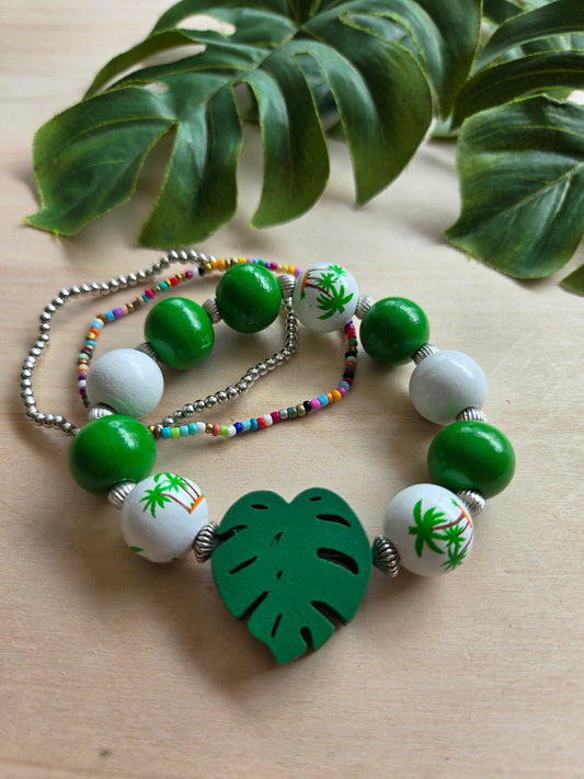 Armbänder Dschungel grün /bunt 3er-Set