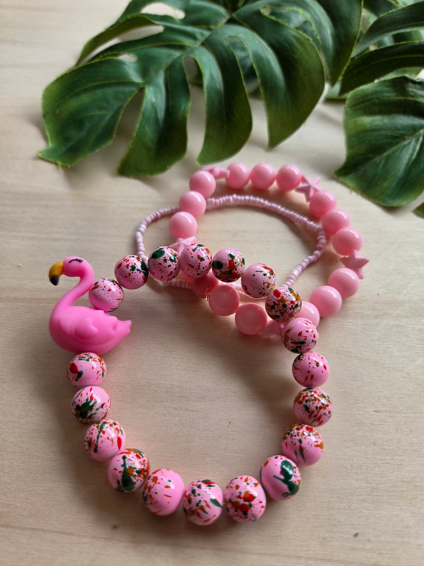 Armbänder mit Big Flamingo Rosa  3er-Set