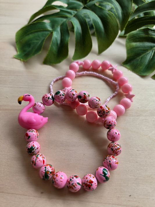Armbänder mit Big Flamingo Rosa  3er-Set