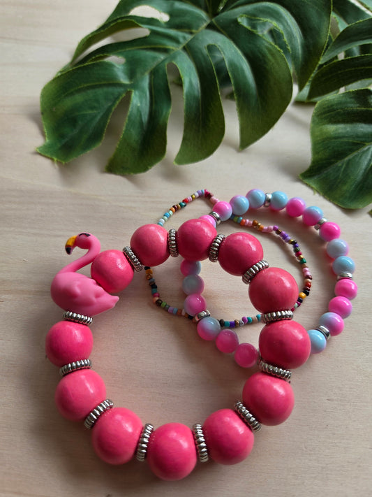 Armbänder mit Big Flamingo Rosa 3er-Set