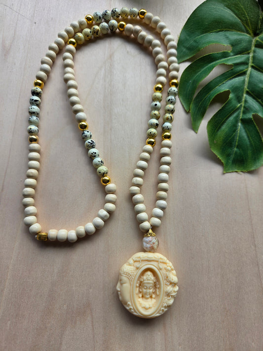 Halskette Buddha AH beige