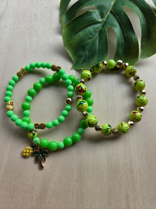 Armbänder mit AH Palme und Ananas 3er-Set