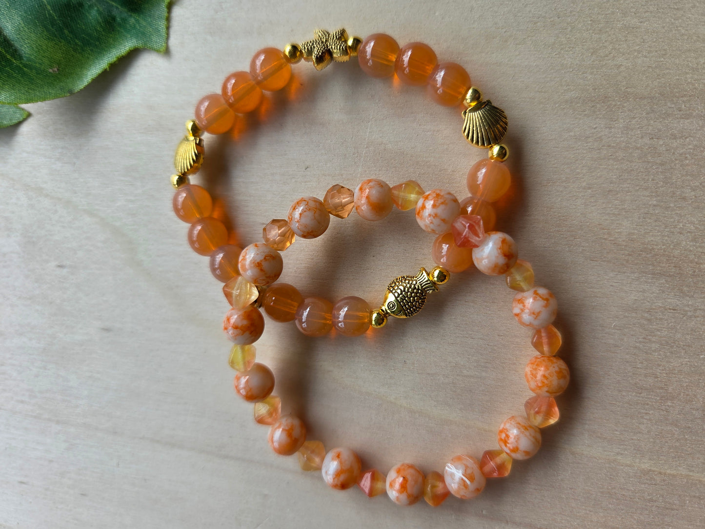 Armbänder mit Schildkröte Lachs/orange 3er-Set