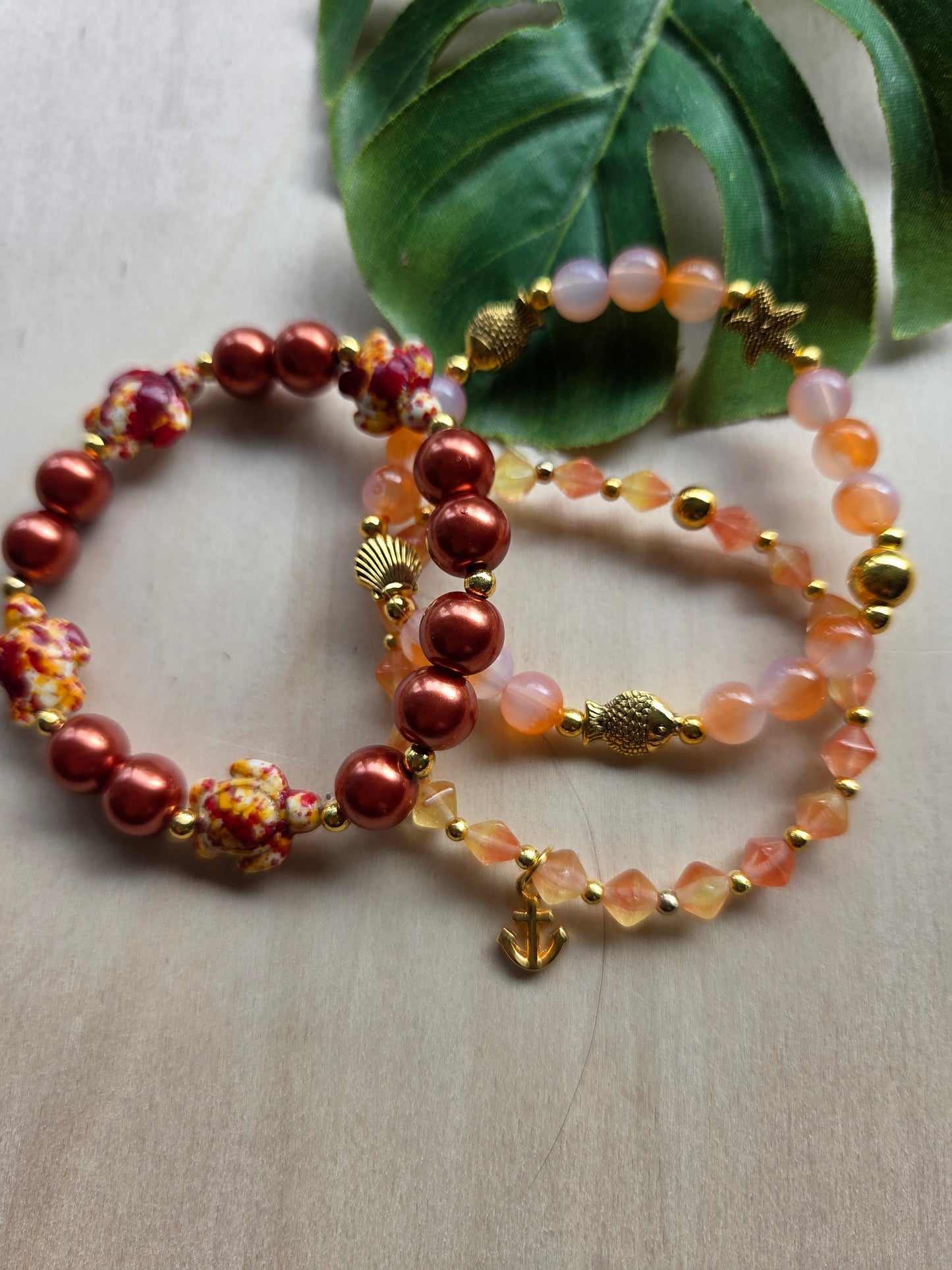 Armbänder Orange mit Schildkröte 3er-Set