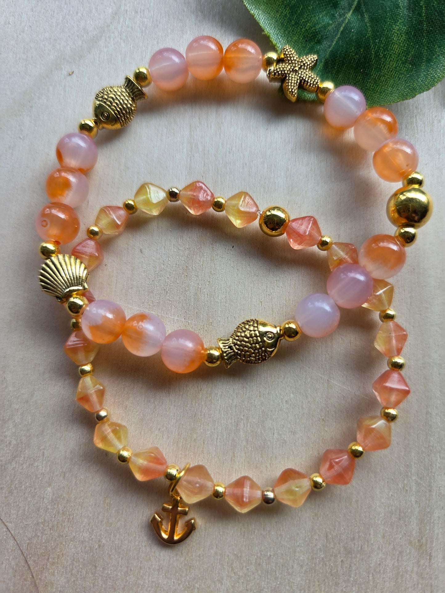 Armbänder Orange mit Schildkröte 3er-Set